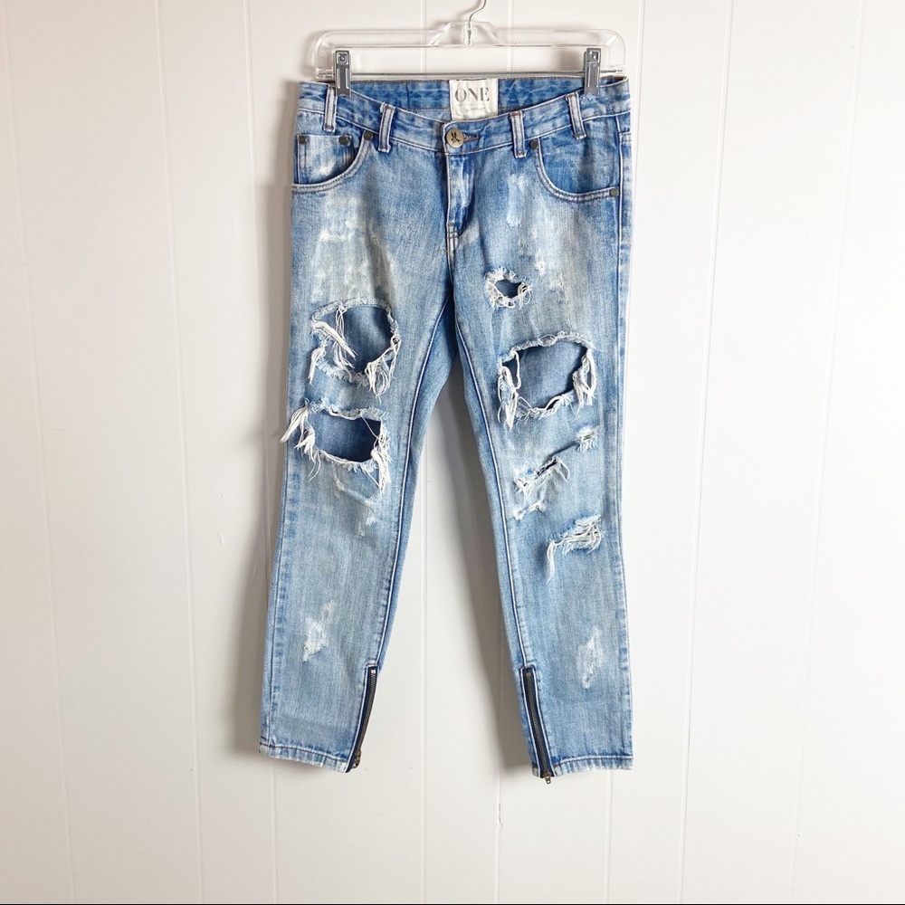 One Teaspoon Cropped Pants Size 24 Zipper Jeans